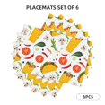 thumbnail image 2 of Placemats Set Of 4 / 6, Chili Taco Tomato Bacon Print Placemats For Dining Table Indoor/Outdoors Heat Resistant Washable Placemats 18" X 12", 2 of 8