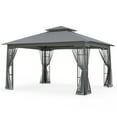 thumbnail image 3 of EAGLE PEAK 13 ft. W x 11 ft. D Double Roof Outdoor Patio Gazebo with Mosquito Net,Gray, 3 of 8