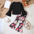 thumbnail image 4 of 7 Year Old Girl Clothes 4T Girl Clothes Kids Toddler Girl Clothes Letter Print Graphic Top + Floral Print Flare Leg Pants 2PC Summer Clothing Set, 4 of 6