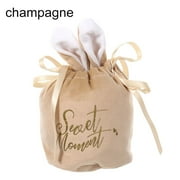 Wedding Supply Bunny Ears Happy Easter Flannelette Candy Bags Jewelry Organizer Easter Rabbit Gift Packing Bags CHAMPAGNE