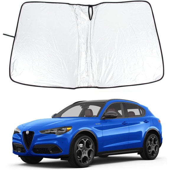 Windshield Sun Shade for Alfa Romeo Stelvio 2017-2020, Front Window Sunshade, Sun Visor Blocker, UV Protector, Heat Shield Keep Your Vehicle Cool, Lightweight & Portable