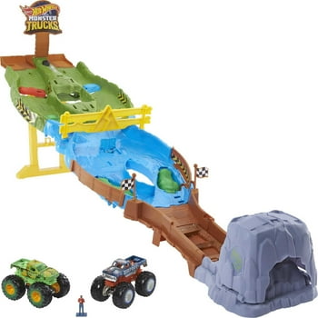 Hot Wheels Monster Trucks Wreckin' Raceway Playset with 2 Toy Trucks Bigfoot & kster