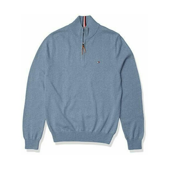 TOMMY HILFIGER Mens Blue Logo Graphic Quarter-Zip Casual Shirt XXXL