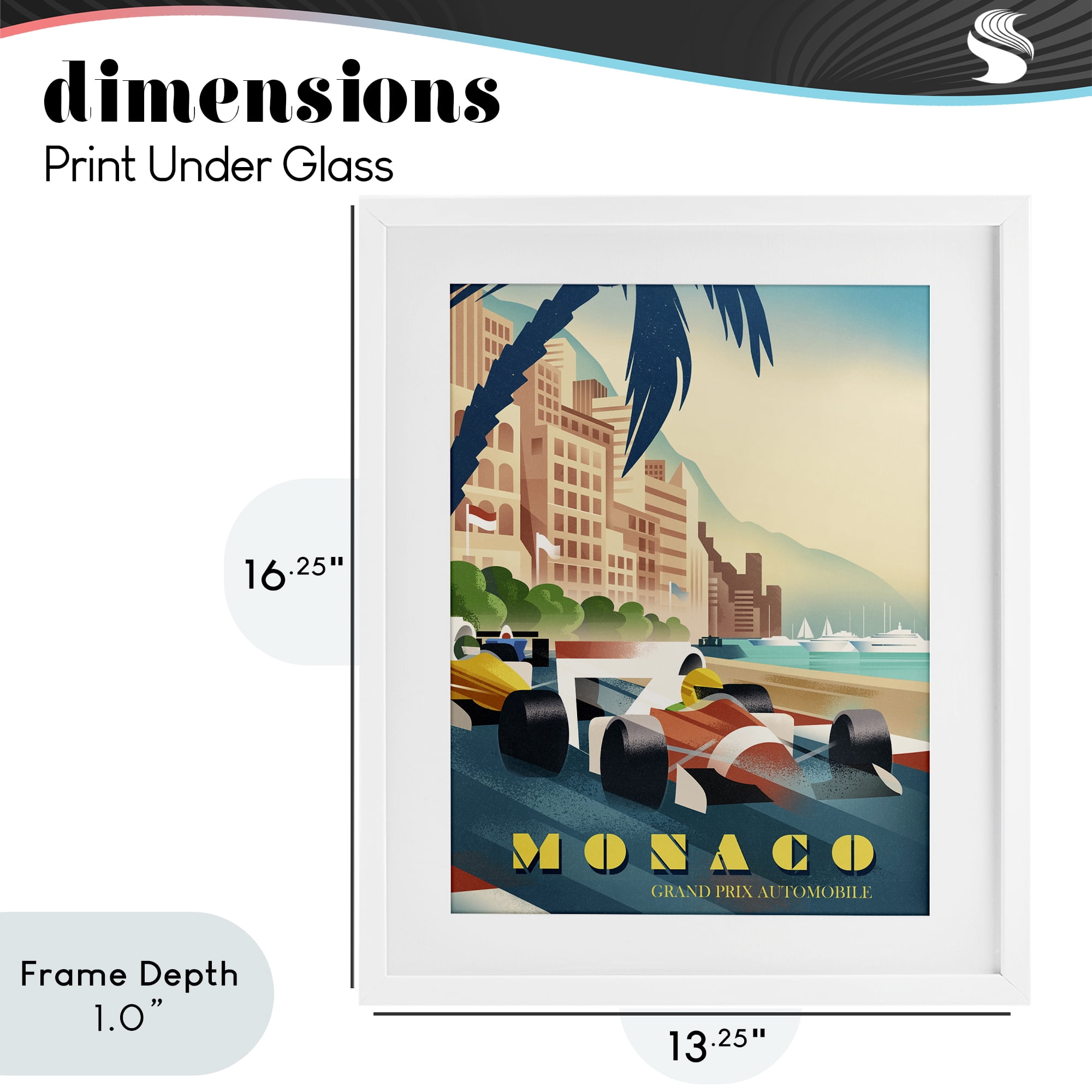 Stupell Industries Monaco Grand Prix Racing White Framed Print Under Glass, design by Martin Wickstrom