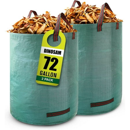 72 Gallons Reusable Garden Waste Bags, 2 Packs Reusable Lawn Bags Yard Waste Bags (H30 D26 inches) Yard Landscaping Bags Heavy Duty Yard Waste Container Leaf Bags Gardening Lawn Pool Waste Bin