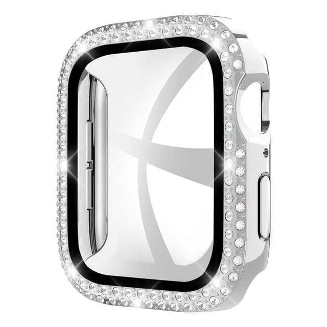 2 Pack Goton Bling Screen Protector Case for Apple Watch Series 7 & 8 45mm with Tempered Glass, Glitter Diamond Rhinestone