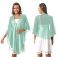 thumbnail image 5 of 3/4 Sleeve Wedding Bridal Bolero Tops Elegant High-low Hem Chiffon Shawl Shrug Evening Cape, 5 of 5