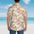thumbnail image 6 of Xecao Tropical Pink Flamingo Pineapple print Hawaiian shirt - a stylish short-sleeve button-down for men, perfect for casual beach and tropical outings., 6 of 9