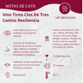 thumbnail image 2 of Vino Tinto Clos de Tres Cantos Resilencia 750 ml Vid Mexicana Clos de Tres Cantos Vino Tinto, 2 of 5