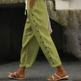 thumbnail image 2 of Women's Pants Solid Color Elastic Waist Loose Side Buckle Decoration with Pockets Cropped Casual Trousers, 2 of 8