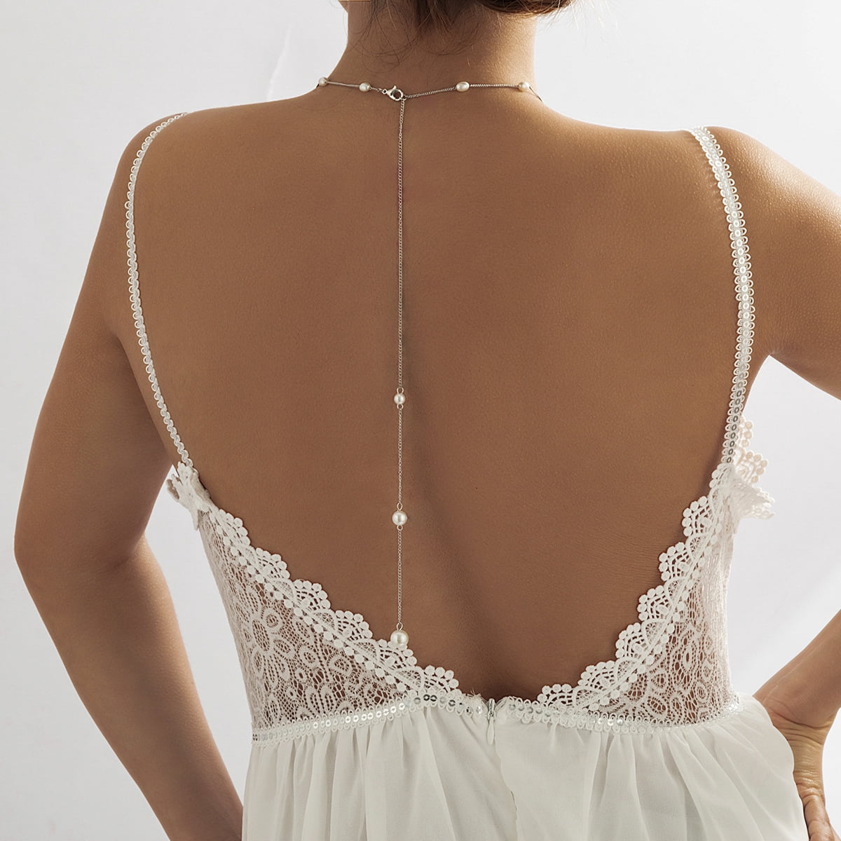 Festival Rave Body Jewelry Pearl Back Chain Body Jewelry Bridal Wedding Backdrop Necklace For Backless Dresses & Beach Backless Dress Necklace Festival Rave Body Jewelry Pearl Back Chain Body Jewelry Bridal Wedding Backdrop Necklace For Backless Dresses & Beach Backless Dress Necklace