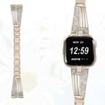 thumbnail image 2 of 1Pc Stainless Steel Watch Band Delicate Fanshaped Rhinestone Inlaid Wristband Replacement Strap Compatible for Fitbit Versa (Vintage Gold), 2 of 5