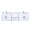 thumbnail image 2 of 72" W X 22" D Glossy White Double Vanity - Marble Top, Faucet, Spacious Bathroom Cabinet Bath Cultured Storage Options, 2 of 3