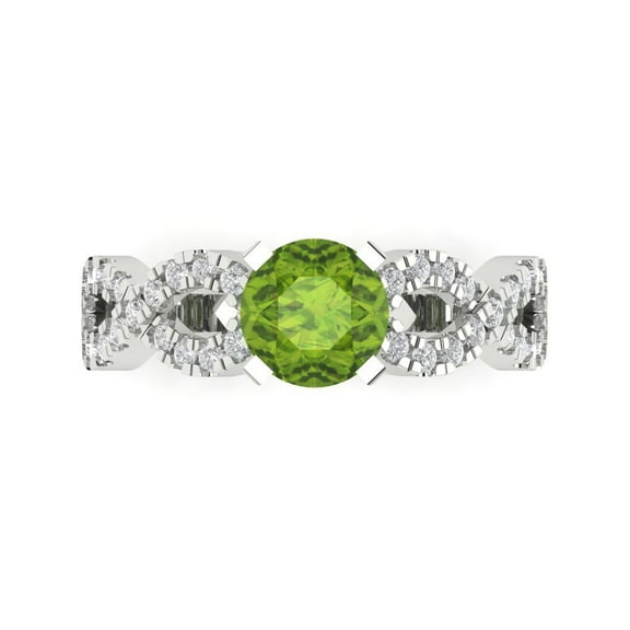 Solitaire with Accents Engagement Ring for Women - 1.42ct Natural Peridot in 18K White Gold Promise Ring