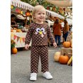 thumbnail image 4 of Cjfdfy Toddler Baby Girl Thanksgiving Outfit Little Turkey Embroidery Long Sleeve Dot Waffle Knit Tops Pants Set Little Baby Cute My First Thanksgiving Fall Winter Outfit, 4 of 9