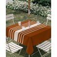 thumbnail image 3 of Square Outdoor Tablecloth with Umbrella Hole Burnt Orange Beige Striped Outside Table Cloth Waterproof Patio Table Cover Modern Farmhouse Retro Lines Zipper Tablecloths for Picnic Camping 54x54 Inch, 3 of 8