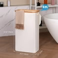 thumbnail image 5 of Efluky Slim Laundry Basket with Lid, Narrow Laundry Hamper with Removable Bag, Skinny Dirty Clothes Basket with Bamboo Handles for Bathroom, Bedroom & Laundry Room, 63L Beige, 5 of 9