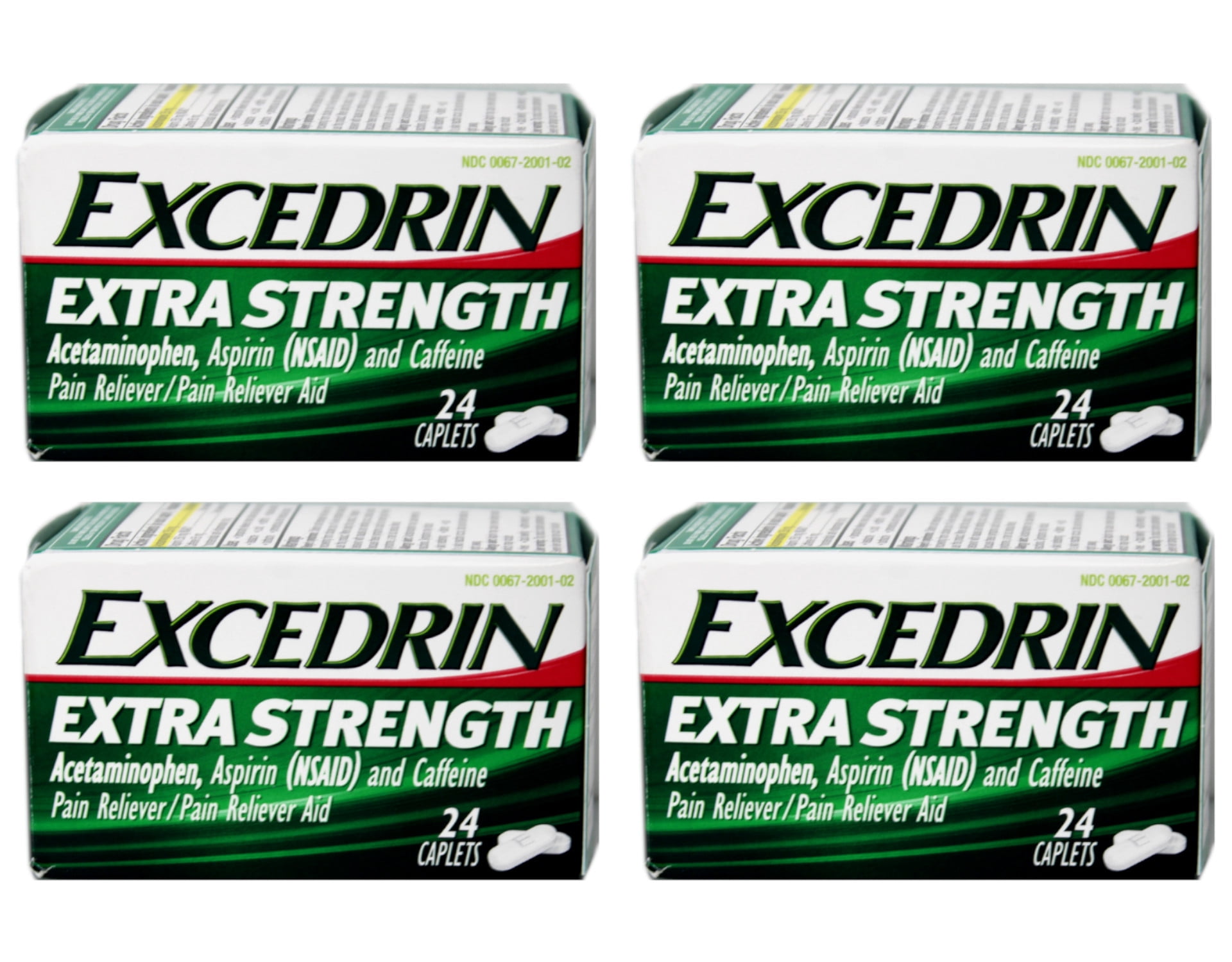 4 Pack- Excedrin Pain Relief Caplets, Extra Strength 24 Each