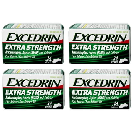 4 Pack- Excedrin Pain Relief Caplets, Extra Strength 24 Each