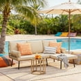 thumbnail image 5 of Aiho 3 Pieces Outdoor Patio Furniture Set, All weather PE Wicker L-shaped Outdoor Sectional Sofa with Tea Table & Soft Cushions, Perfect for Patio, Poolside, Beige, 5 of 9
