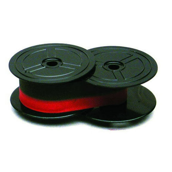 NEW TWO-SPOOL UNIVERSAL PRINTING CALCULATOR RIBBONS (C-WIND)<br> SUPERIOR BLACK AND RED REPLACEMENT RIBBONS FOR NUKOTE BR80C, PORELON PR-511, PORELON 11216, DATAPRODUCTS R3027BR80C. (GRC E201)