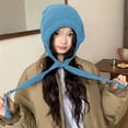 thumbnail image 2 of MEICHEN Cute Thickened Warm Ear Protection Wool Cold Proof Knitted Bomber Hat for Women Winter Thermal Beanie Hat, 2 of 9