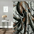 thumbnail image 2 of Shiartex Octopus Shower Curtain, Marine Wildlife Print Animals with Tentacles Octopus Squid Shrimp Ocean Nature, Cloth Fabric Bathroom Decor Set with Hooks White, 2 of 7