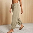 thumbnail image 4 of Womens Plaid Dress Pants New Summer Pants for Women Lightweight Faux Linen Casual Pants Loose Fits Comfy Vacation Trousers with Pockets, 4 of 8