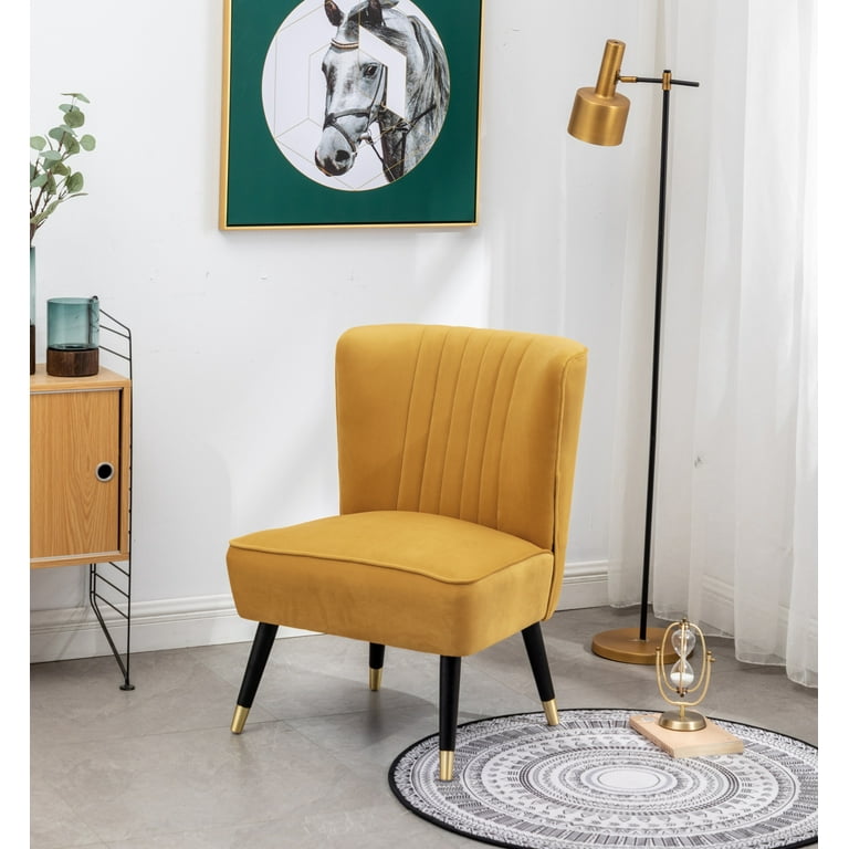 Yellow velvet cocktail chair sales