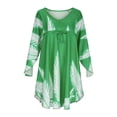 thumbnail image 5 of Wycnly Formal Dresses for Women Fashion Batwing Sleeve High Waist Irregular Swing Mini Dresses Long Sleeve V-Neck Leaves Print 2024 Summer Short Dress Green m, 5 of 7