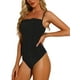 thumbnail image 4 of INSPIRAR CHIC Body de Encaje con Ruches para Mujeres, Cuello Cuadrado, Casual, Fiesta, Cuerpo Ajustado, XS Negro, 4 of 4