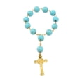 thumbnail image 4 of Rosario para colgar en el coche, pulido, exquisitas cuentas de oración portátiles con rosario cruzado para decoración del coche, azul, 4 of 5