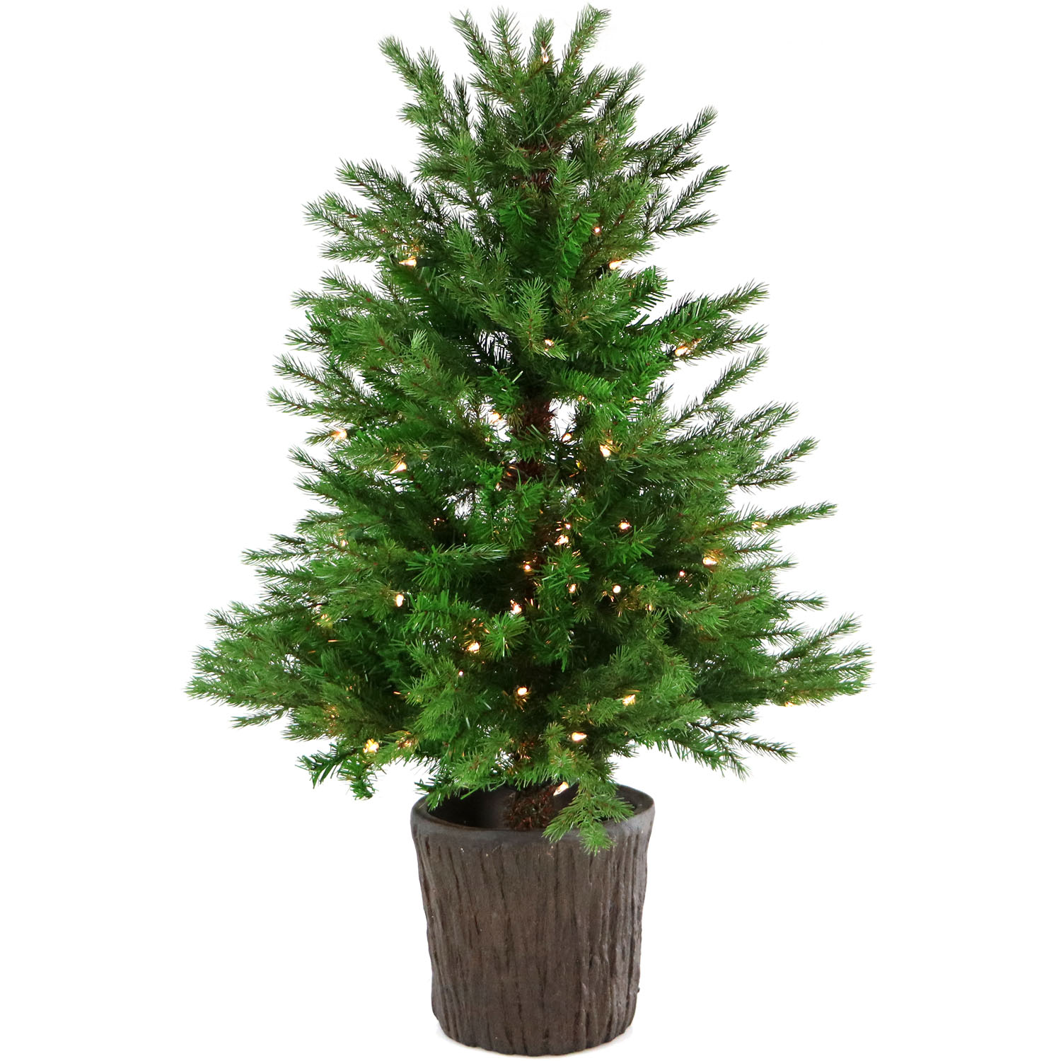 Fraser Hill Farm Set of Two New England Pine 4-Ft. Artificial Holiday Potted Trees with Smart LED Lighting - image 2 of 11