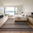 thumbnail image 3 of ODIKA 9'x12' Washable Area Rug Rag Chindi Knit Striped Boho Southwestern Multi Rows Banded Vintage for Master Suite, California King, Under Bed, Non-Shedding, Easy Care, 3 of 7