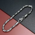 thumbnail image 3 of K-KED Solid Real S925 Sterling Silver Chain Women Men 4mm Byzantine Link Bracelet 7inL, 3 of 5