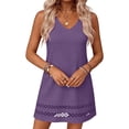 thumbnail image 2 of ClodeEU Women's V Neck Sleeveless A Line Mini Dress, Casual Summer Swing Dress Purple,Women's Plus S, 2 of 6