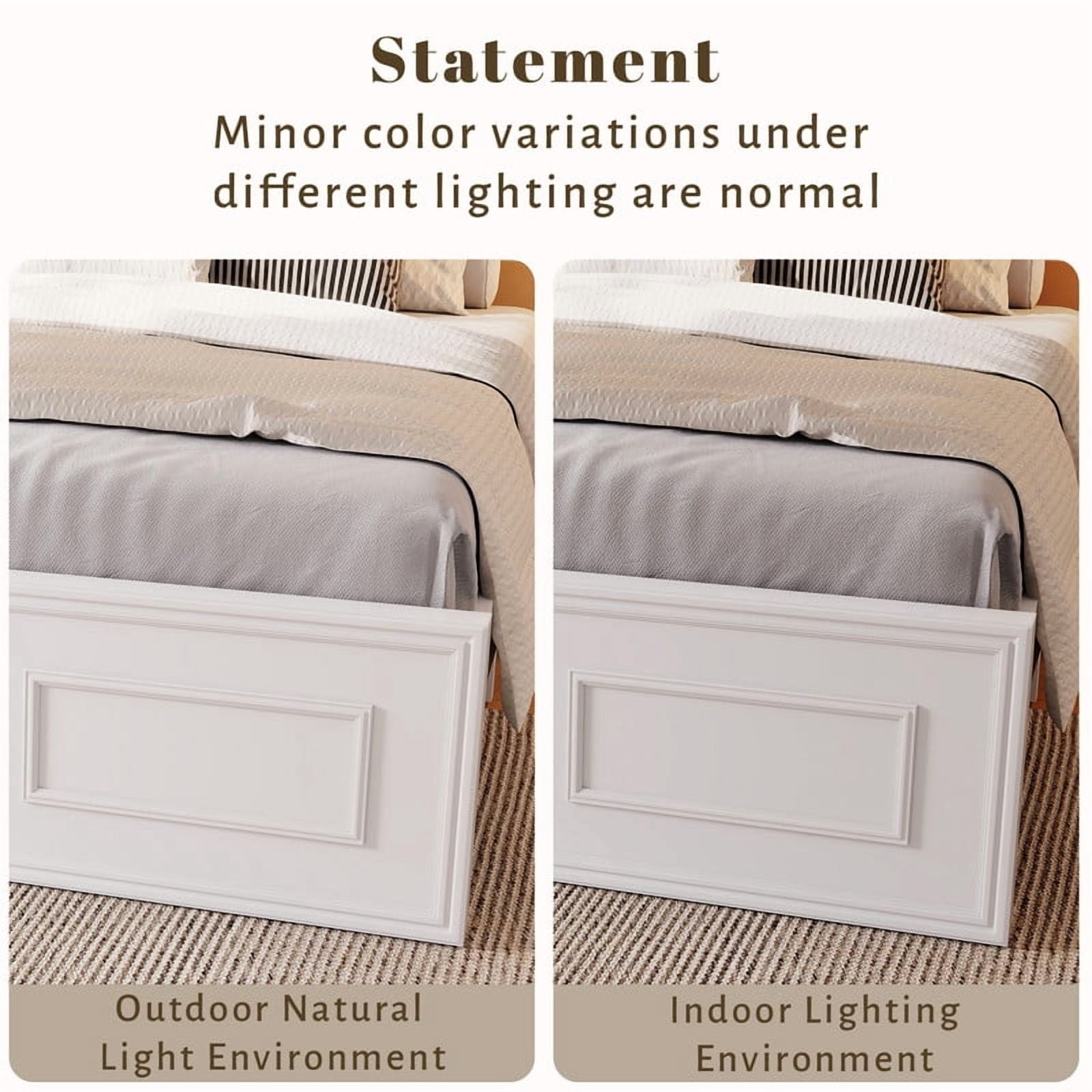 Full Size Platform Bed with Adjustable Height Headboard, Wood Strengthened Bed Frame with Under-Bed Storage Space