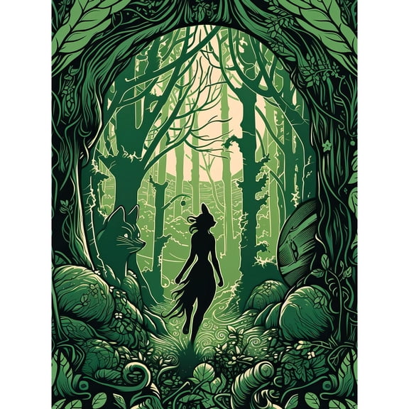 Anthropomorphic Fox Silhouette Forest Art Nouveau Unframed Wall Art Print Poster Home Decor Premium