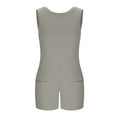thumbnail image 6 of Simua Women's Summer Sleeveless Romper Casual Solid Color Ribbed Loose Shorts Jumpsuit Overalls Outfits with Pockets, 6 of 7
