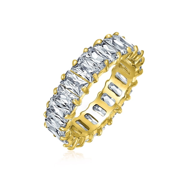Bling Jewelry Womens Art Deco Style CZ Cubic Zirconia Baguette Eternity Band Ring Sterling Silver