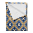 thumbnail image 2 of Ethnic Soft Flannel Fleece Throw Blanket, Vintage Tile Ornament Diagonal Pattern with Art Influences, Cozy Plush for Indoor and Outdoor Use, 70" x 90", Blue Orange Beige, by Ambesonne, 2 of 5