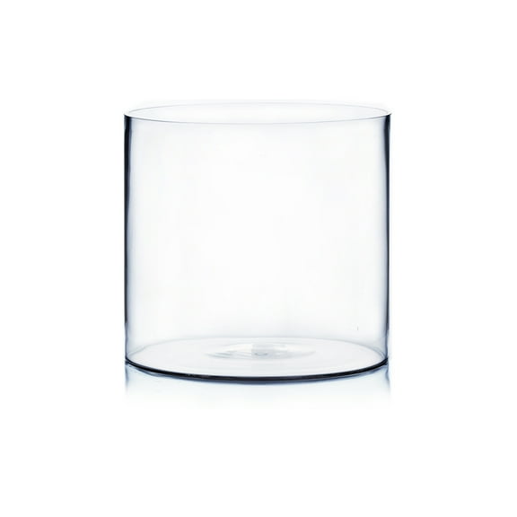 WGV Clear Cylinder Glass Vase - 10" Wide x 10" Height, Good quality, Heavy Weighted Base - 1 Pc