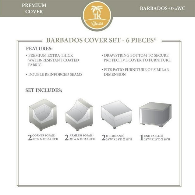 TKC Barbados Lot de 7 housses toutes saisons en beige