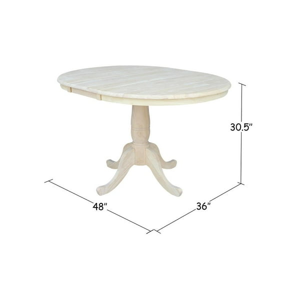 36" Round Top Pedestal Table With 12" Leaf - 28.9"H - Dining Height