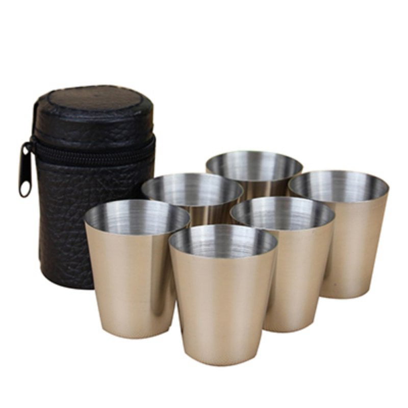 6pcs Stainless Steel Cups Camping Travel Drinking Tea Mug Coffee Cups