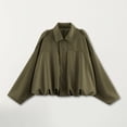 thumbnail image 2 of Women's Suede Bomber Jacket Lapel Collar Pilot Coat Oversized Motorcycle Jacket Outwear, 2 of 4