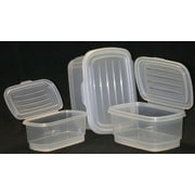 Set of 3 Food Storage Containers, Nested, Attached Lids, Dishwasher, Freezer and Microwave Safe, Italian