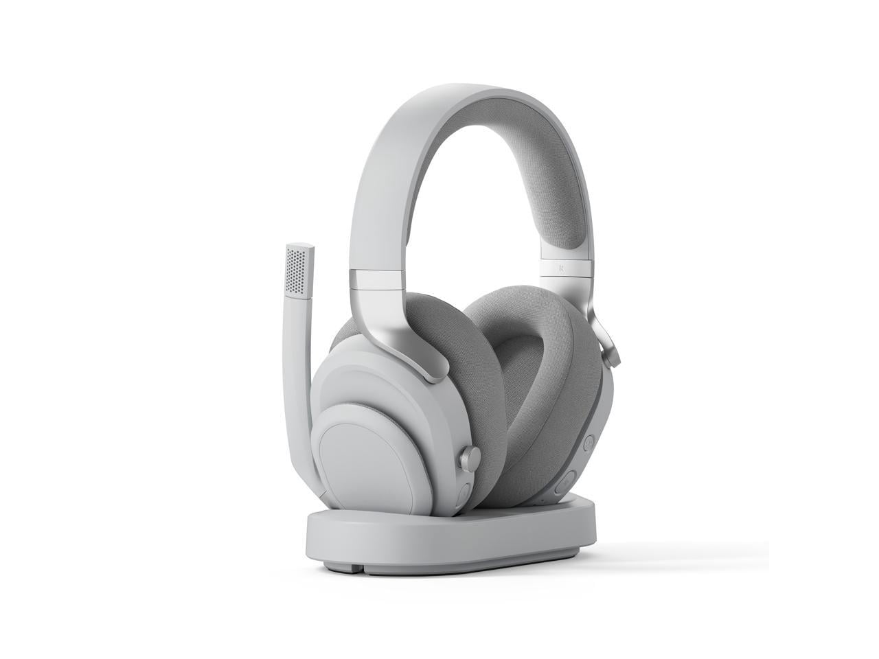 Fractal Design Scape Light RGB Wireless Gaming Headset w/ Immersive Audio, USB Dongle & BT 5.3, Charging Stand, 40-Hr Battery, compatible with PC, Mac, PS4, PS5, Switch, Mobile - Gray (FD-HS-SCA1-02)