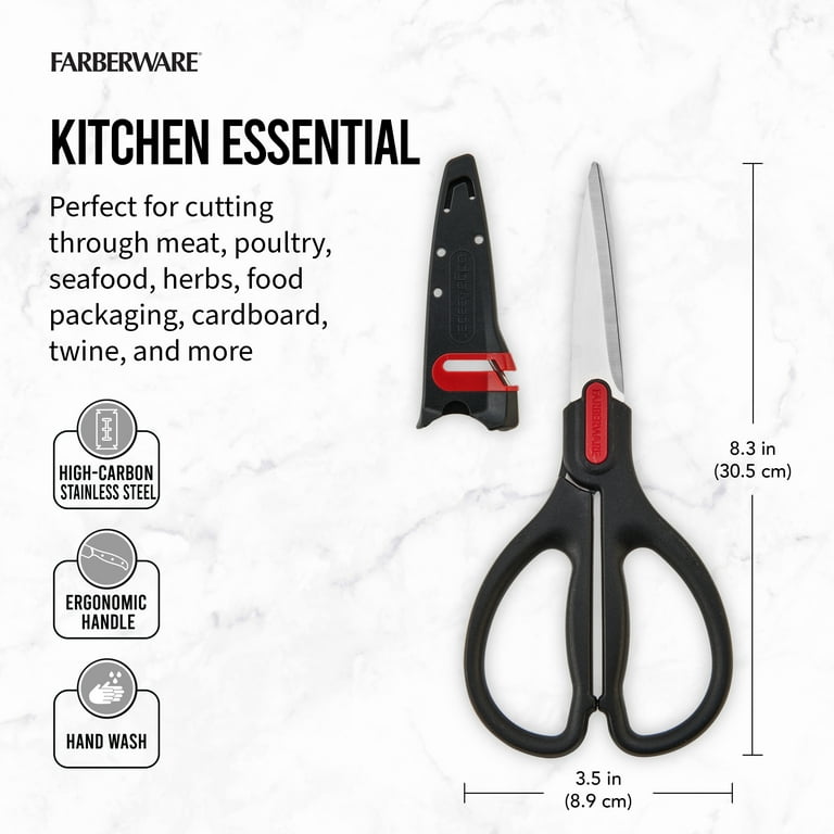 Farberware Classic 2-Piece Stainless Steel Kitchen Shear/Scissor Set with Metallic Stainless Steel and Red Handles