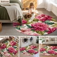thumbnail image 5 of Round Rug 5Ft Washable Non-Slip, Pink Flowers Circle Area Rugs for Living Room Bedroom, Spring Watercolor Floral Leaves Plants Beige Indoor Floor Mats Carpet Runner for Home Decor Aesthetic, 5 of 8